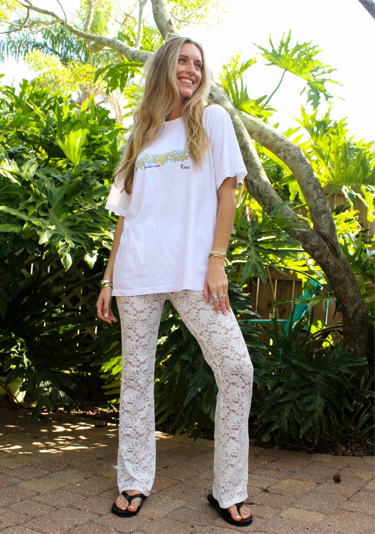 Off White Lace Pants