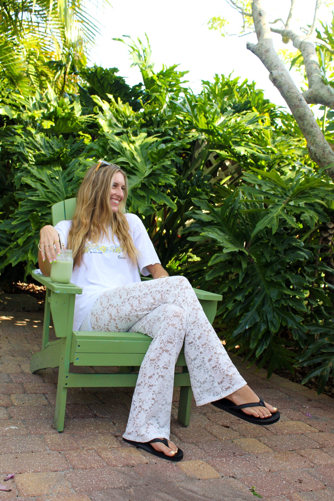 Off White Lace Pants