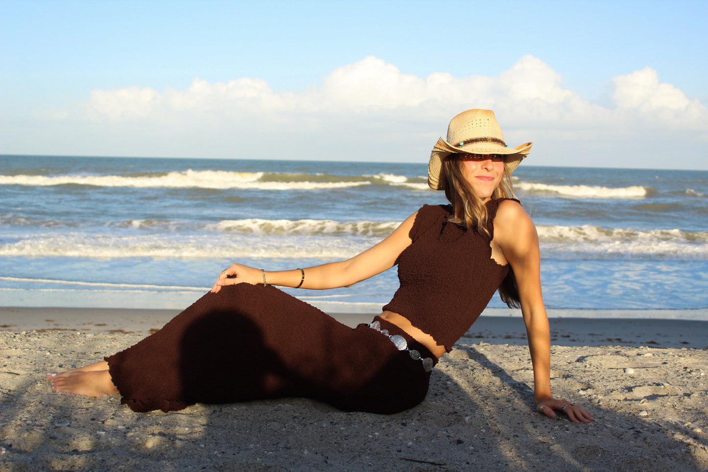 Chocolate Textured Maxi Skirt