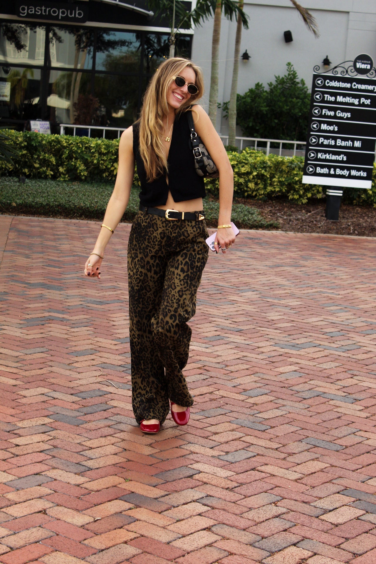 Leopard Print Denim Pants