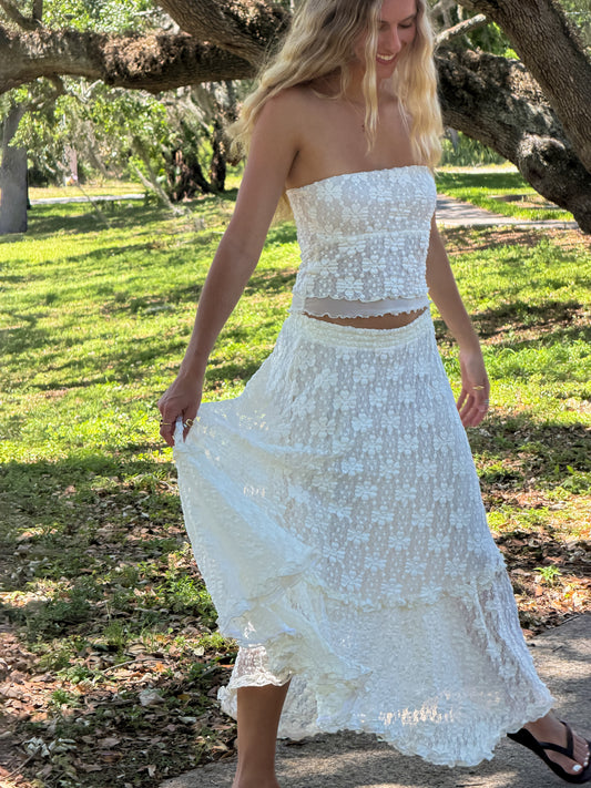 Ivory Bloom Tube Top