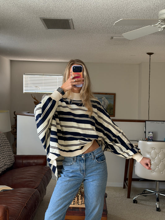 The Sunday Stroll Stripe Crewneck