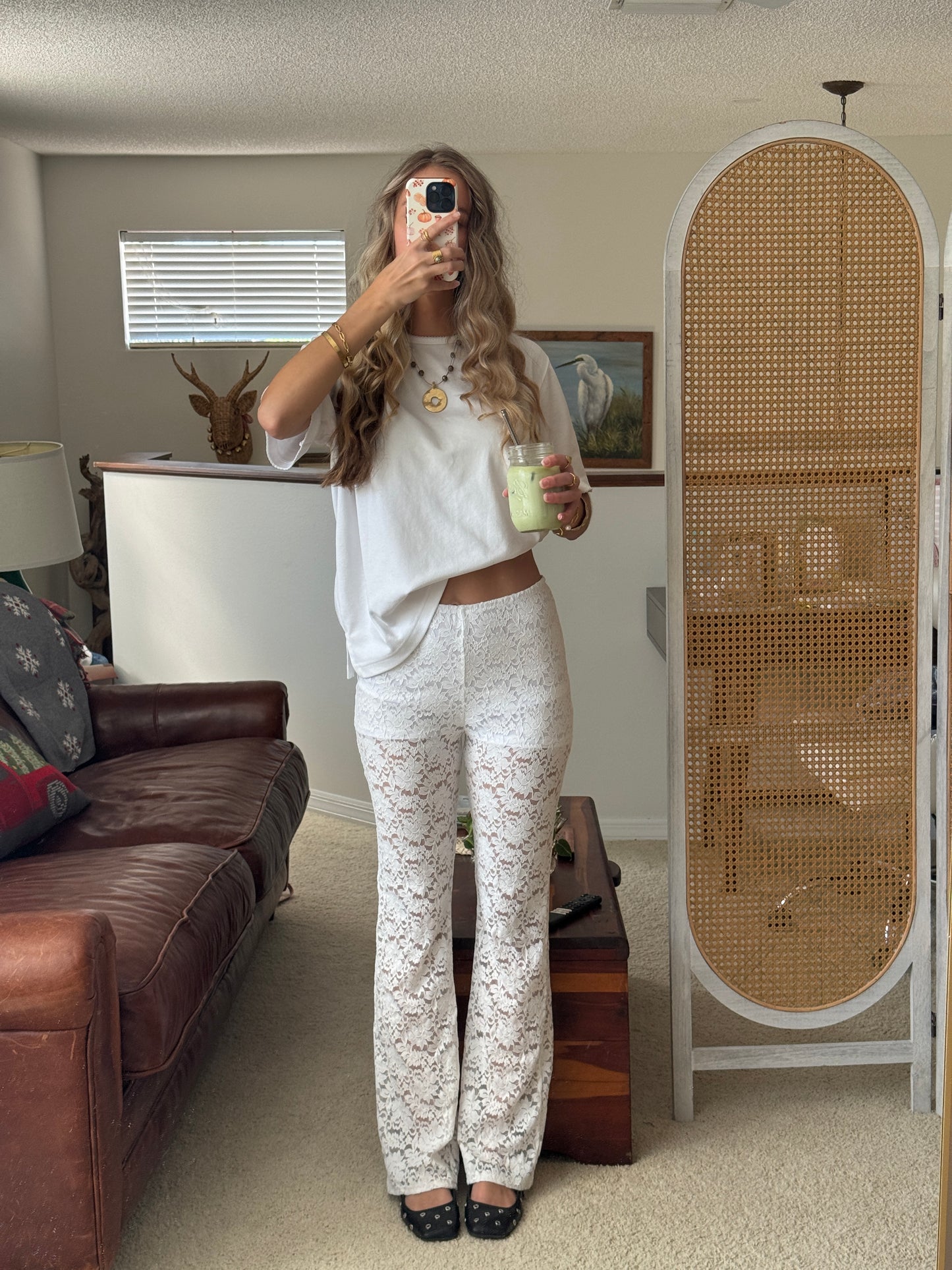Off White Lace Pants