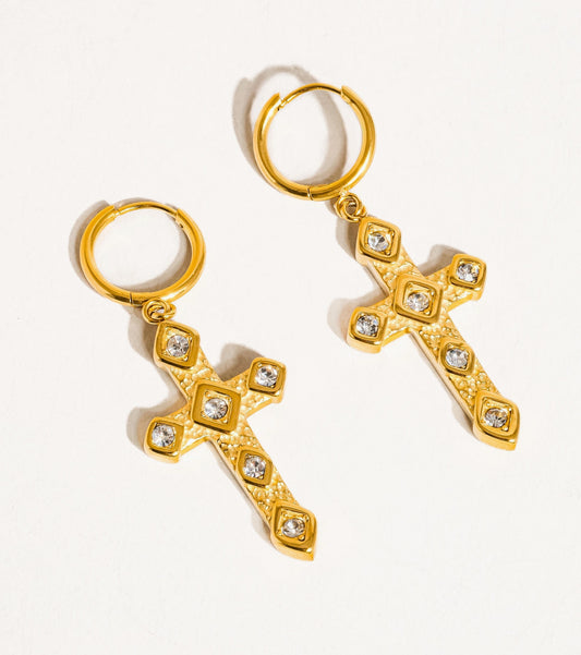 Non-tarnish Cross Earrings