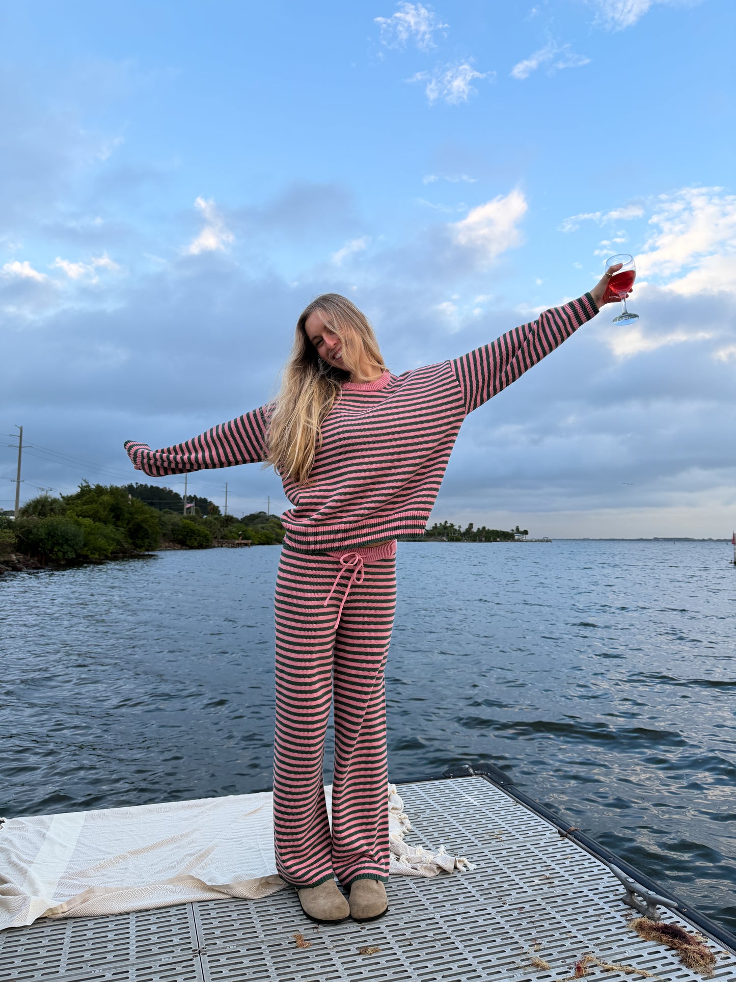 Berry Forest Striped Sweater Set