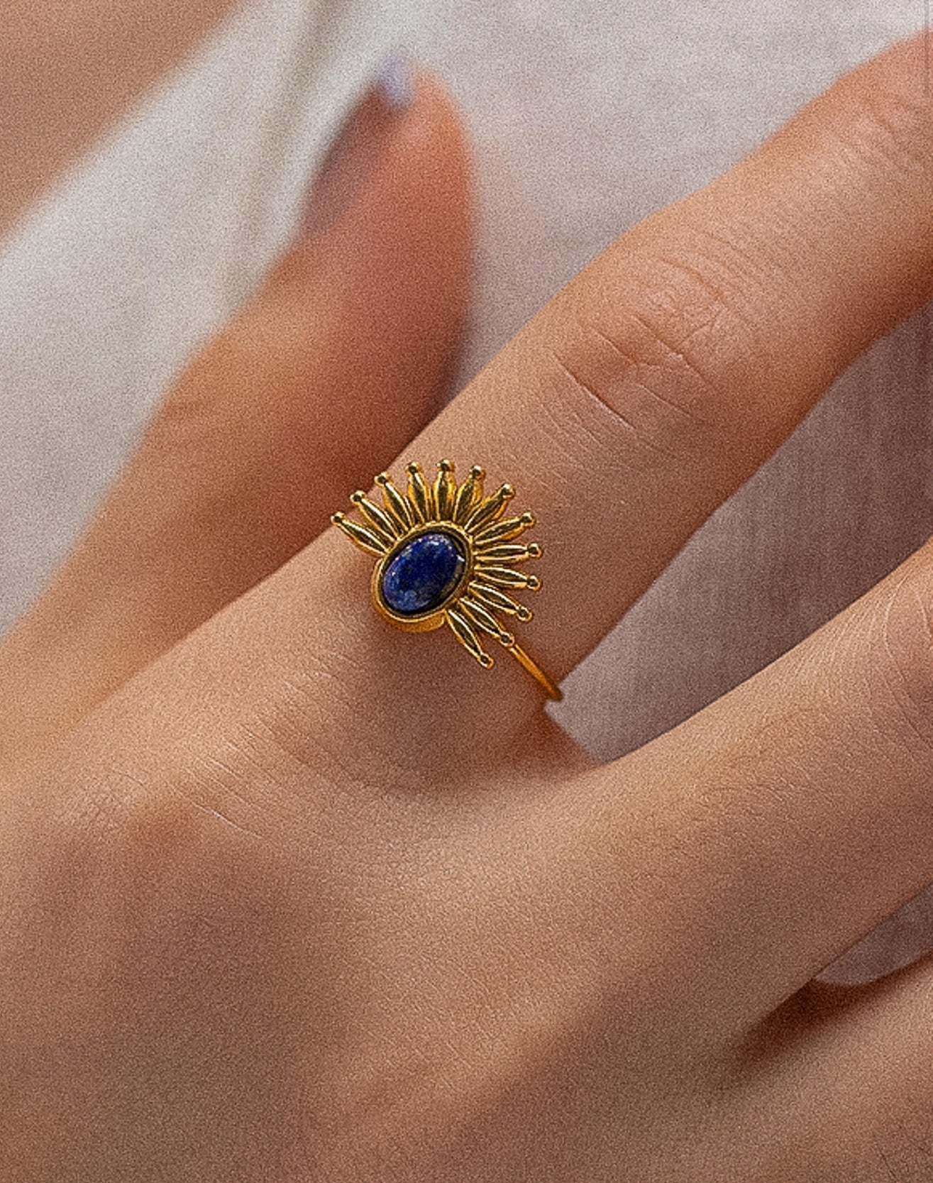Non-Tarnish Gold Sun Stone Ring