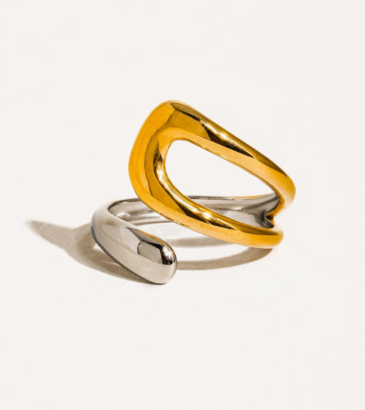 18K Gold Non-Tarnish Two Toned Ring