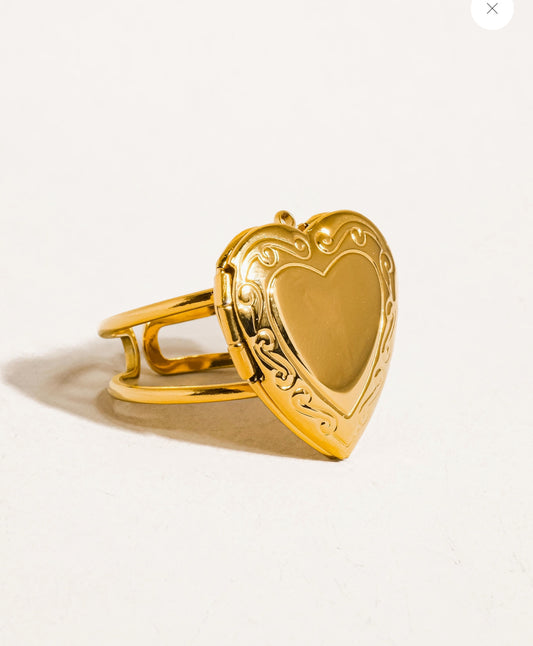 Non-Tarnish Locket Heart Ring