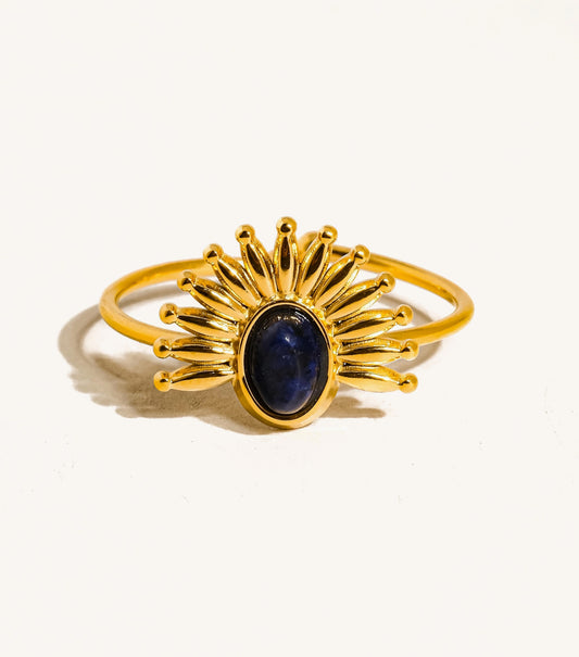 Non-Tarnish Gold Sun Stone Ring