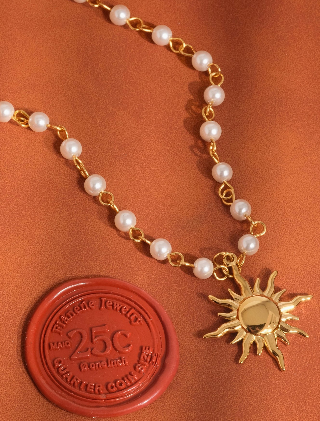 Non-Tarnish Gold Sun Beaded Necklace
