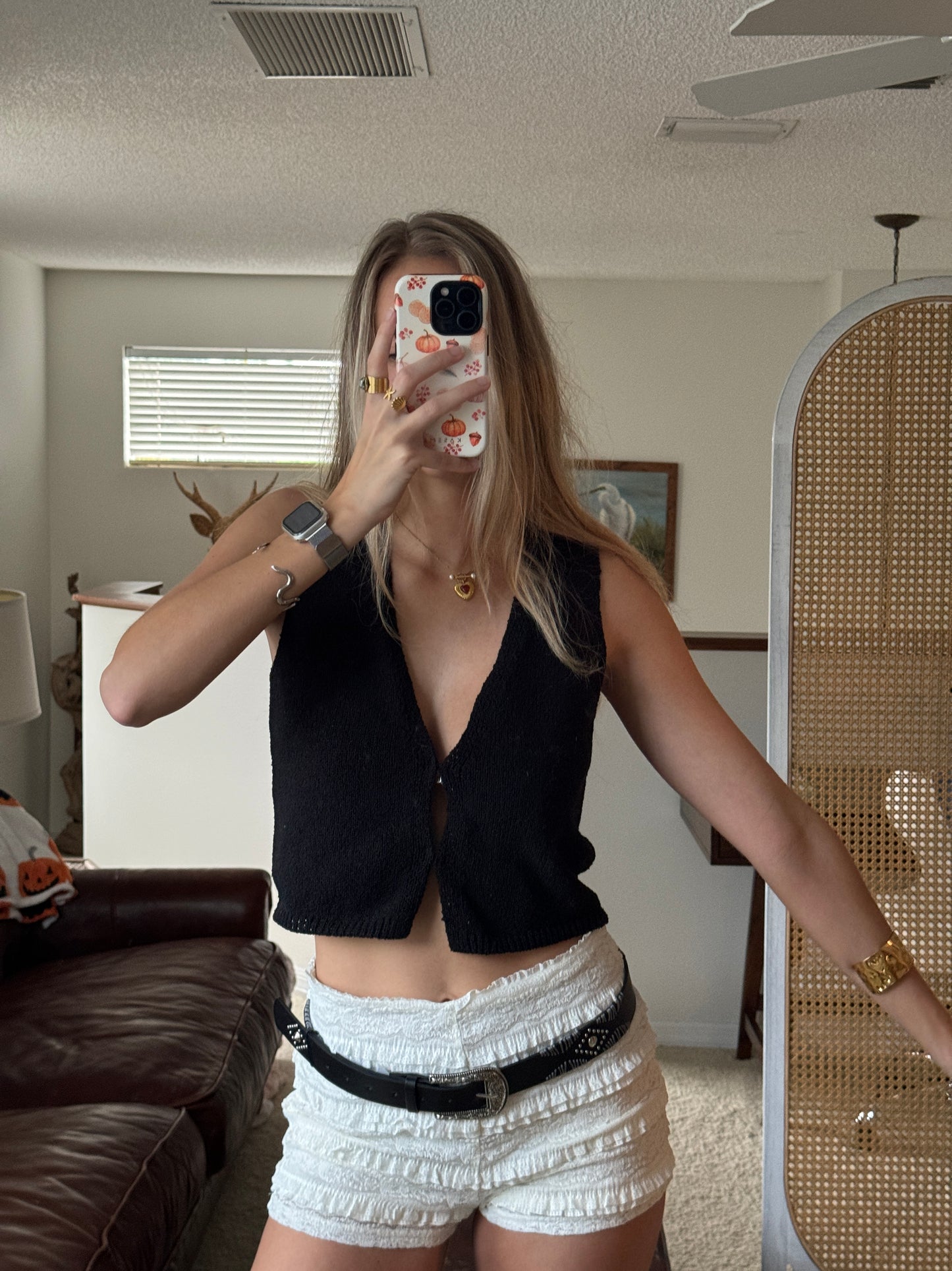 Western Floral Etched Vegan Leather Belt